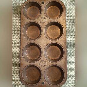 Vintage Ekco Metal Muffin Pan Chicago 8 Silver Beauty 8-Cup Rustic Farmhouse